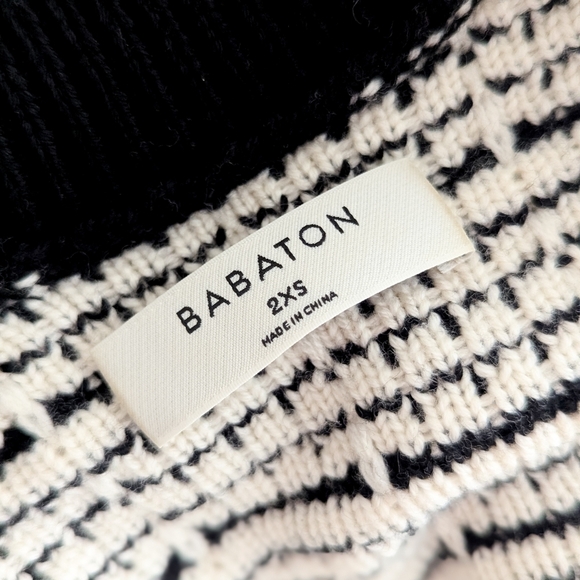 BABATON Lacer Tweed Cardigan Wool Sweater Pearl Buttons Black White XXS Aritzia - Picture 11 of 14